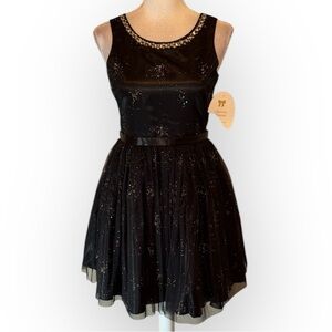 American Princess Girls Black Sleeveless Tulle Dress with Sparkle Detail